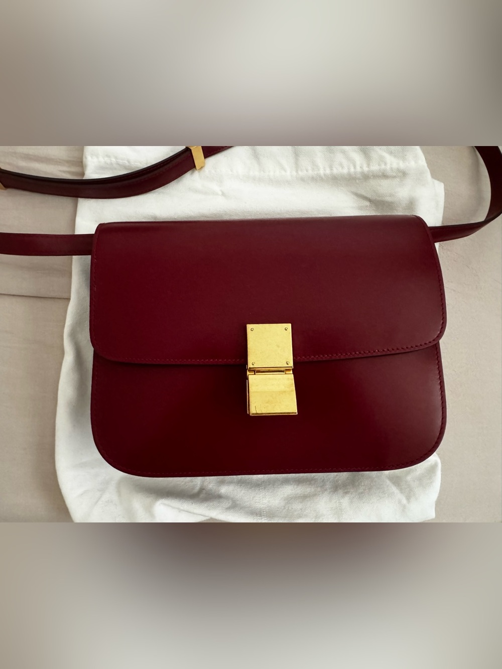 Classic Burgundy Leather Shoulder Bag